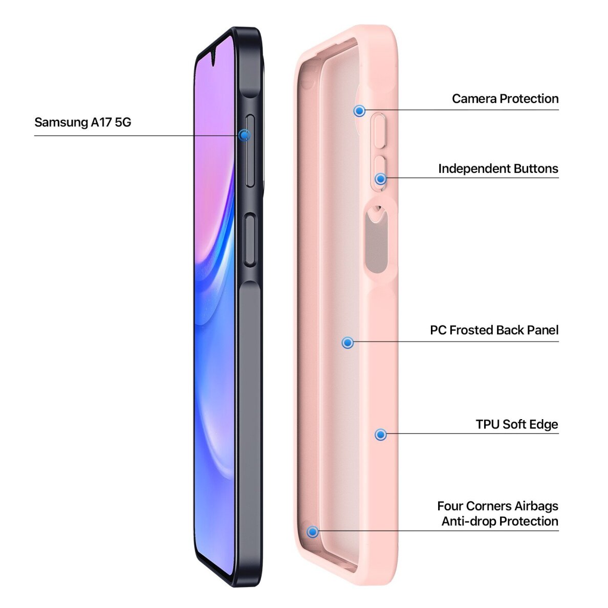 Samsung Galaxy A17 4G / A17 5G Dux Ducis Yind dėklas – rožinis 1 Samsung Galaxy A17 4G / A17 5G Dux Ducis Yind dėklas – rožinis 1