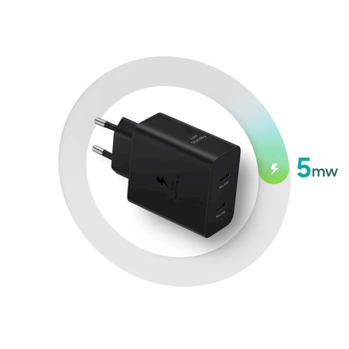Samsung dvigubas tinklo įkroviklis Power Adapter Duo EP-T5020XBEGEU 2x USB-C 50W – juodas 6