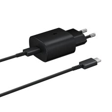 Sieninis įkroviklis Samsung 25W EP-TA800EBE USB-C su kabeliu EP-DA705BBE USB-C / USB-C – juodas