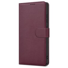 Samsung A135 A13 4G atverčiamas dėklas Fancy Wallet tamsiai raudonas