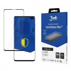 Pilnai dengiantis apsauginis stiklas 3MK HardGlass Max FingerPrint Samsung Galaxy S10 Plus juodais kraštais NDRX65