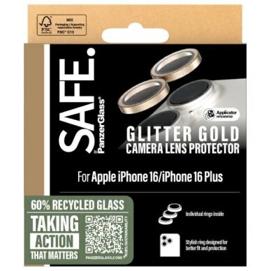 iPhone 16 / 16 Plus SAFE by PanzerGlass kameros apsauga gold/glitter gold SAFE95894 2