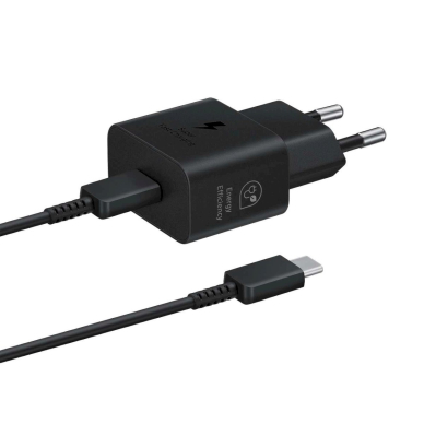 Samsung EP-T2510XBEGEU 25W SFC GaN sieninis įkroviklis su USB-C kabeliu – juodas Samsung EP-T2510XBEGEU 25W SFC GaN sieninis įkroviklis su USB-C kabeliu – juodas