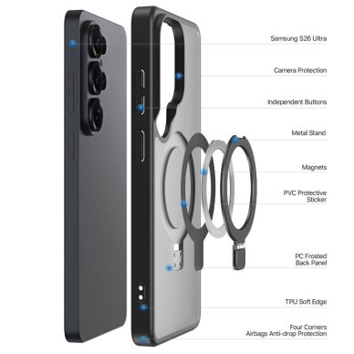 Samsung Galaxy S26 Ultra Dux Ducis Yind Magnetic Stand dėklas – juodas 1