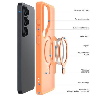 Samsung Galaxy S26 Ultra Dux Ducis Yind Magnetic Stand dėklas – oranžinis 1