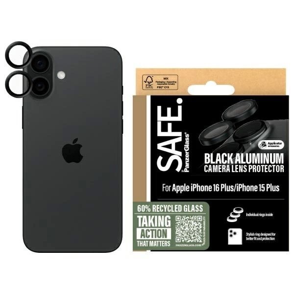 iPhone 16 / 16 Plus SAFE by PanzerGlass kameros apsauga black/black SAFE95890
