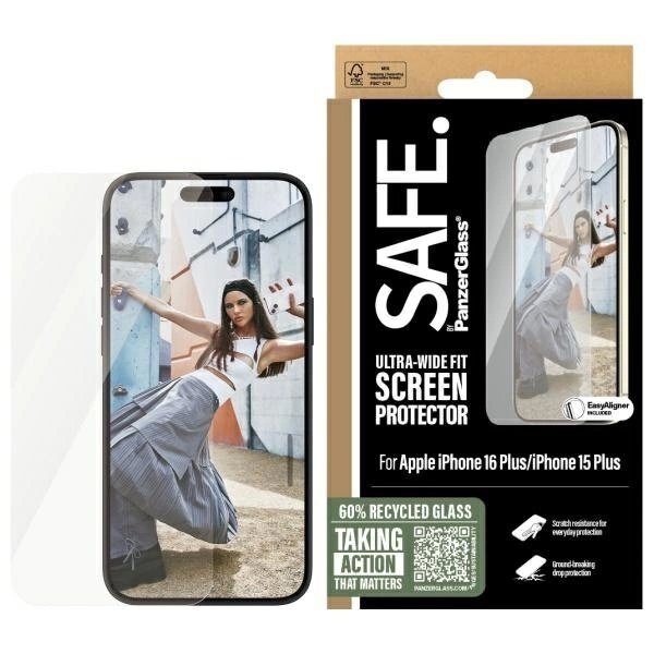 iPhone 16 Plus 6.7" SAFE by PanzerGlass Screen Protector Ultra-Wide Fit SAFE95877