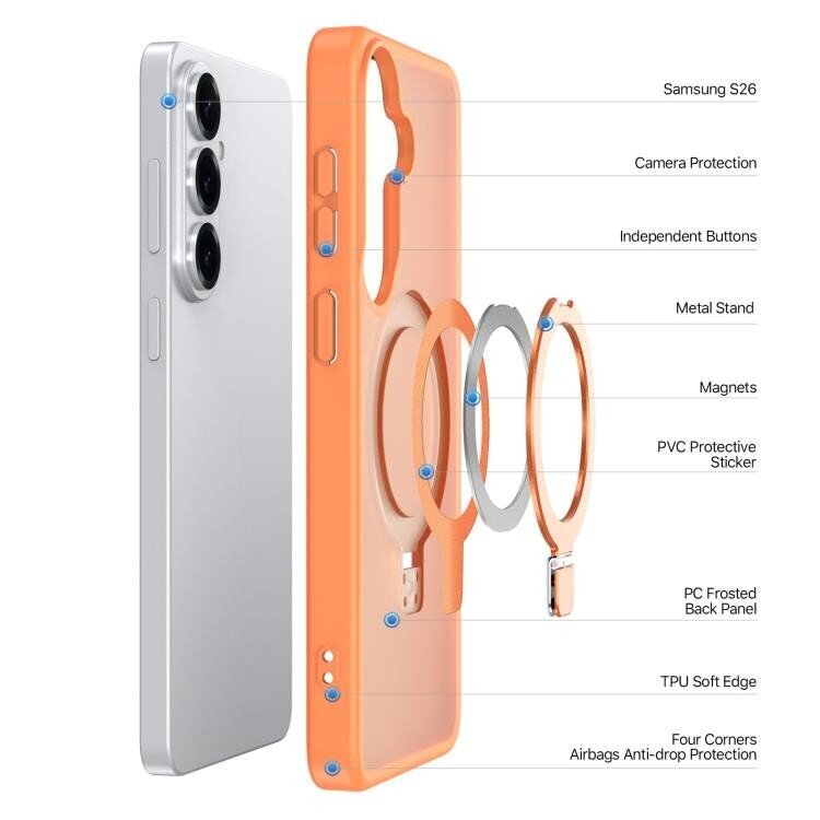 Samsung Galaxy S26 Plus (S947) Dux Ducis Yind Magnetic Stand dėklas – oranžinis 1 Samsung Galaxy S26 Plus (S947) Dux Ducis Yind Magnetic Stand dėklas – oranžinis 1