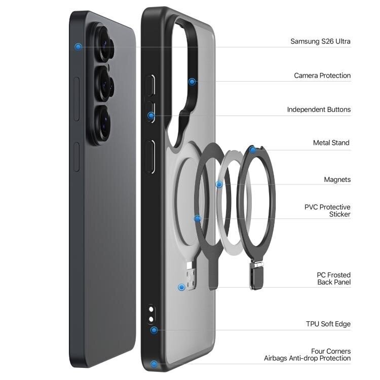 Samsung Galaxy S26 Ultra Dux Ducis Yind Magnetic Stand dėklas – juodas 1