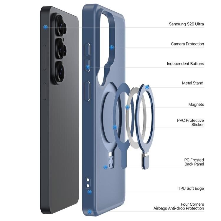 Samsung Galaxy S26 Ultra Dux Ducis Yind Magnetic Stand dėklas – tamsiai mėlynas 1 Samsung Galaxy S26 Ultra Dux Ducis Yind Magnetic Stand dėklas – tamsiai mėlynas 1