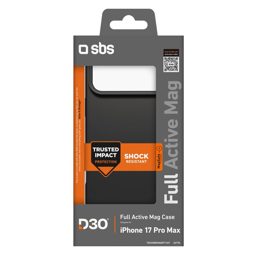 iPhone 17 Pro Max dėklas SBS Full Active Mag su D3O technologija – juodas 1 iPhone 17 Pro Max dėklas SBS Full Active Mag su D3O technologija – juodas 1
