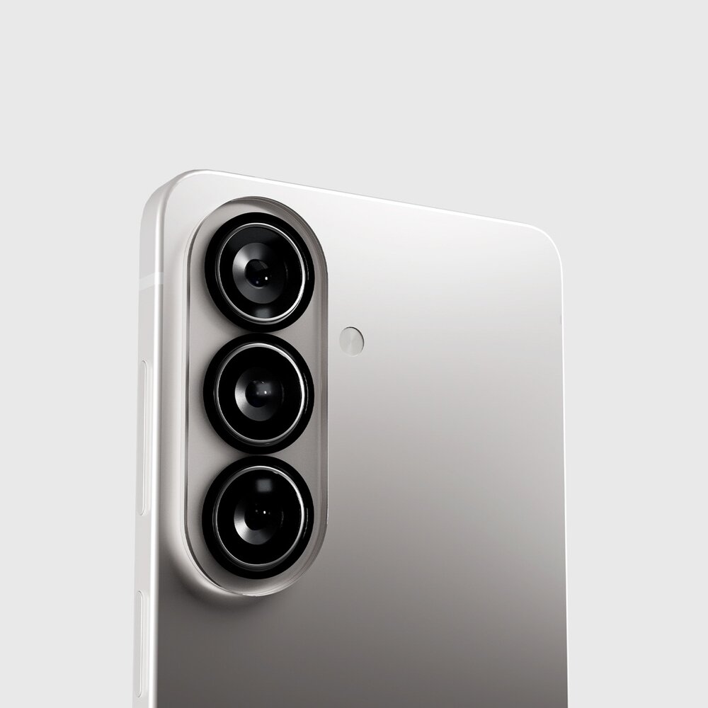 Samsung Galaxy S26 SBS galinės kameros apsauginis stiklas su juodu rėmeliu 3