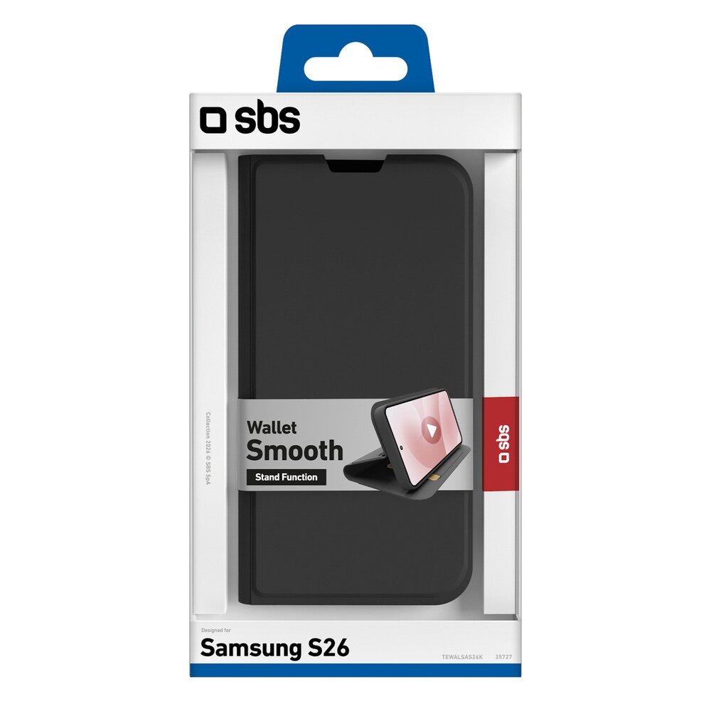 Samsung Galaxy S26 SBS Wallet Smooth dėklas su atvartu – juodas 1