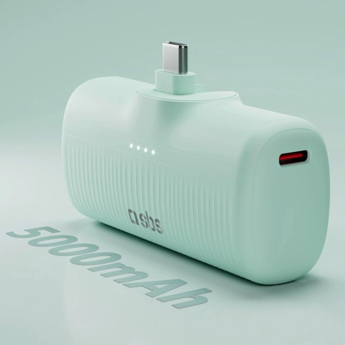 Išorinė baterija SBS EcoPower 5000 mAh 10W su integruotu USB-C jungtimi – žalia 2