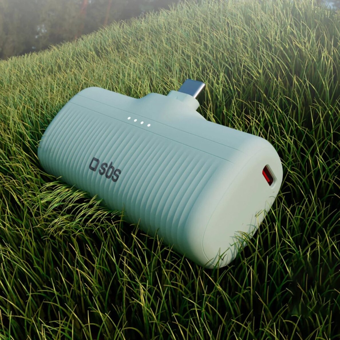 Išorinė baterija SBS EcoPower 5000 mAh 10W su integruotu USB-C jungtimi – žalia 5