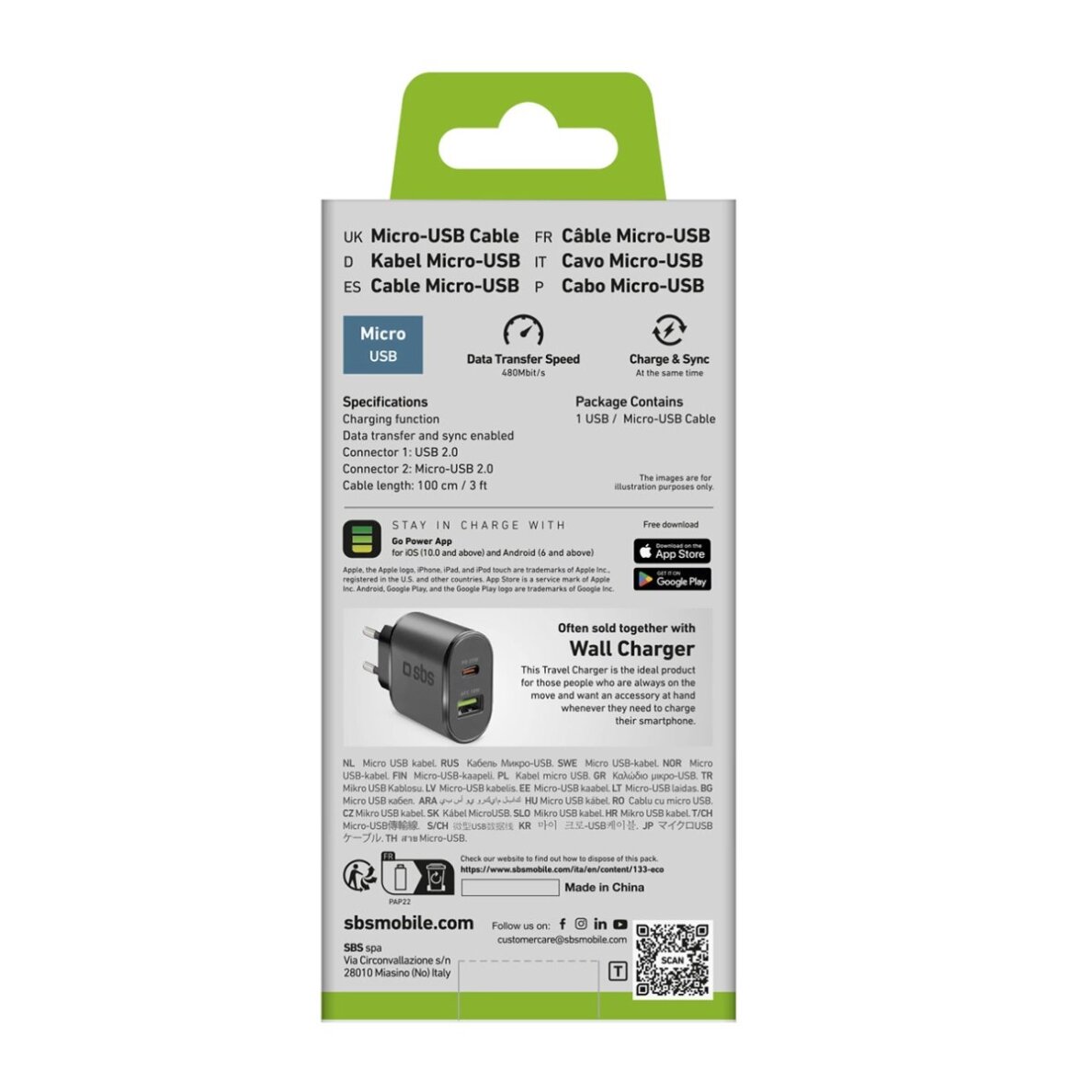 Krovimo kabelis SBS LTHL200 USB-A - Micro-USB 1m – juodas 3