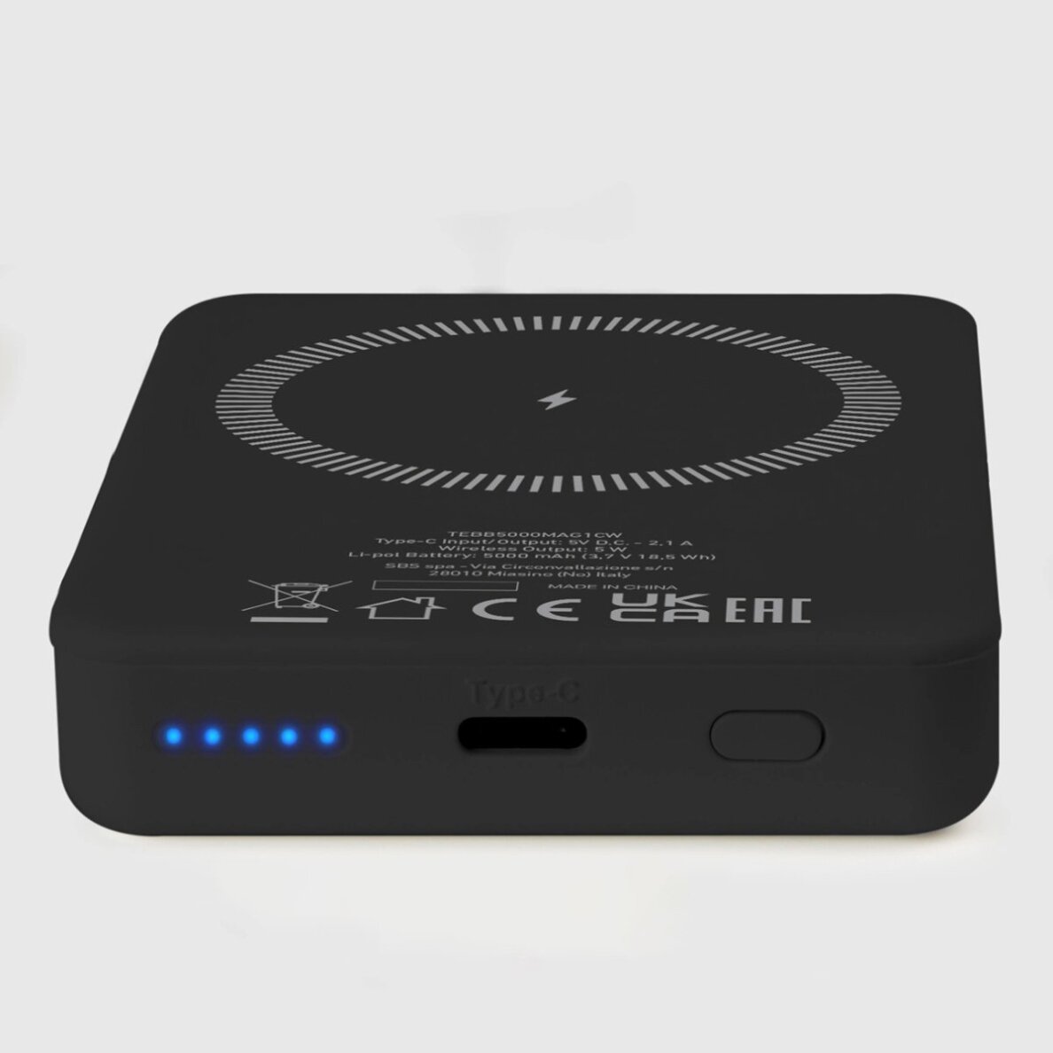 Belaidė išorinė baterija SBS TEBB5000MAG1CK 5000 mAh USB-C, suderinama su MagSafe – juoda 3 Belaidė išorinė baterija SBS TEBB5000MAG1CK 5000 mAh USB-C, suderinama su MagSafe – juoda 3