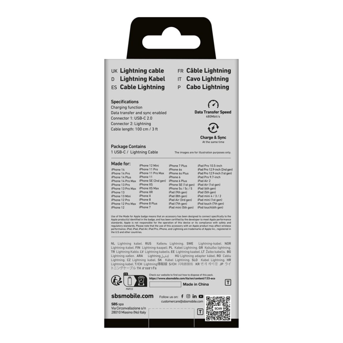 Krovimo kabelis SBS TECABLELIGTC1K USB-C - Lightning 1m – juodas 2 Krovimo kabelis SBS TECABLELIGTC1K USB-C - Lightning 1m – juodas 2