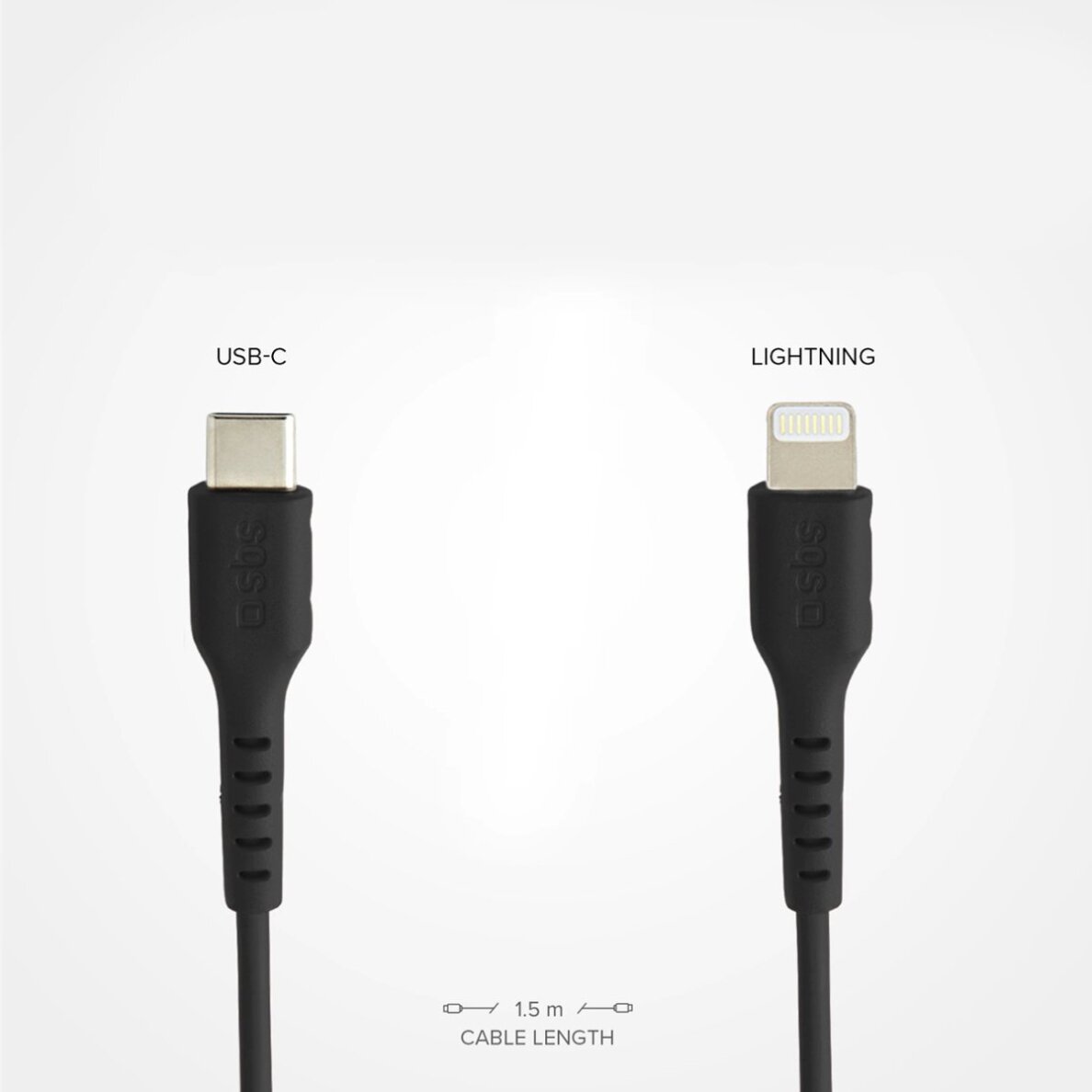 Krovimo kabelis SBS TECABLELIGTC1K USB-C - Lightning 1m – juodas 3