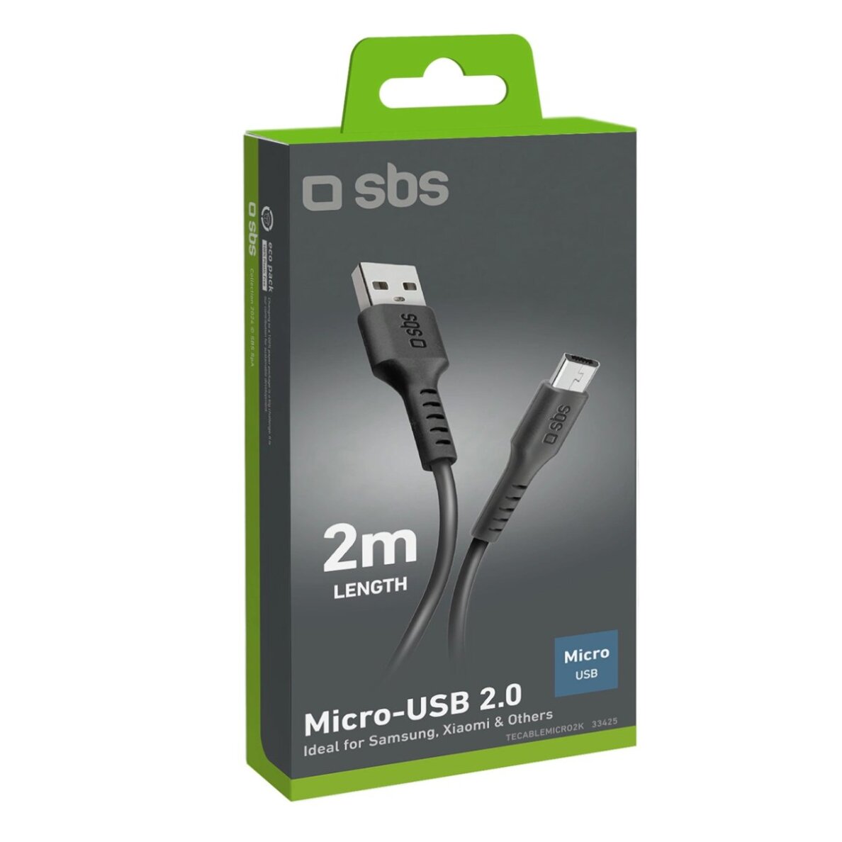 Krovimo kabelis SBS TECABLEMICRO2K USB-A - Micro-USB 2m – juodas 2 Krovimo kabelis SBS TECABLEMICRO2K USB-A - Micro-USB 2m – juodas 2