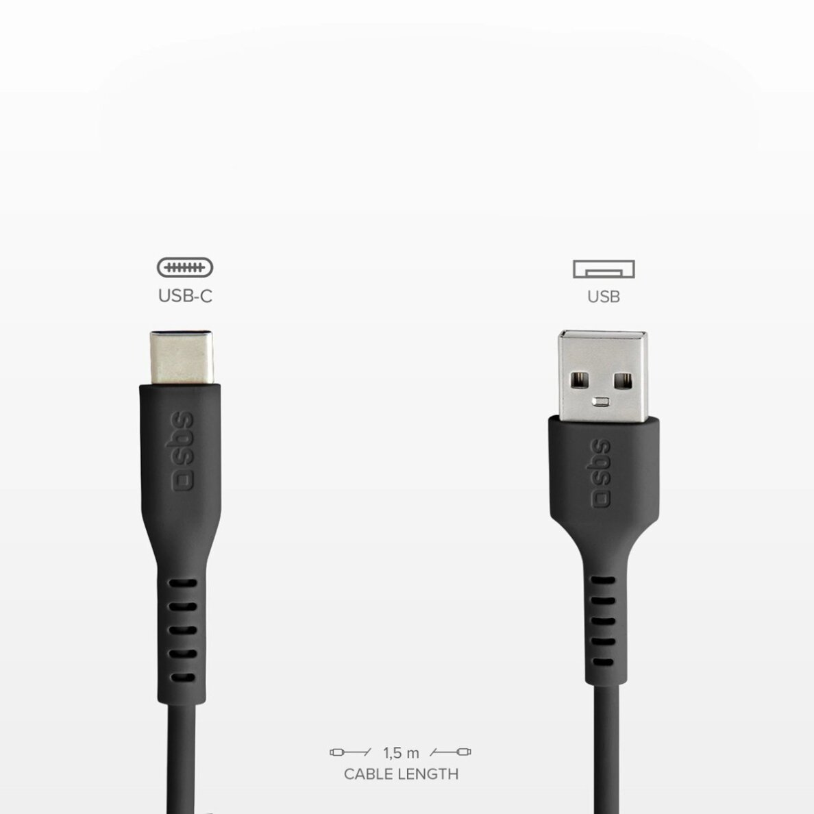 Krovimo kabelis SBS TECABLEMICROC15K USB-A - USB-C 1.5m – juodas 5