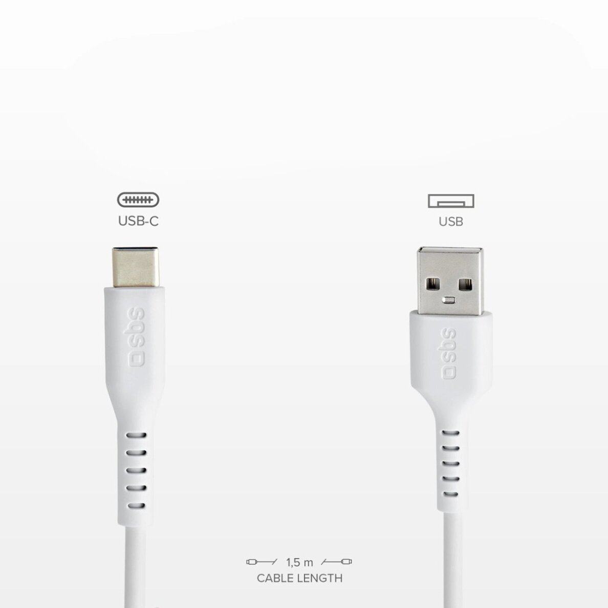 Krovimo kabelis SBS TECABLEMICROC15W USB-A - USB-C 1.5m – baltas 4