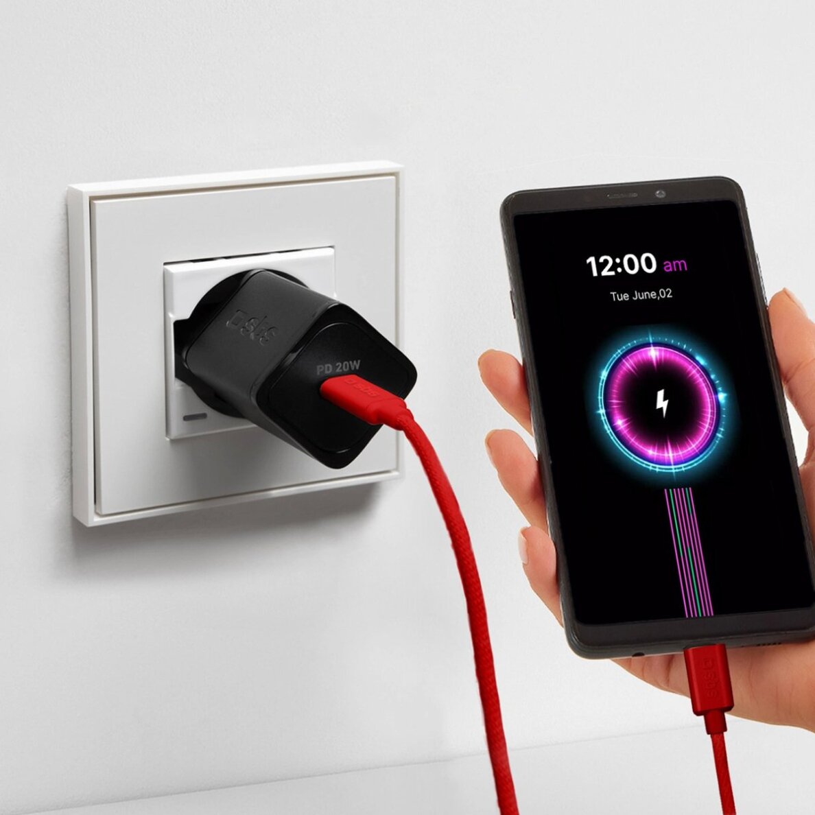 Krovimo kabelis SBS TECABLETISSUETCCR USB-C - USB-C 1.5m 60W pintas – raudonas 4 Krovimo kabelis SBS TECABLETISSUETCCR USB-C - USB-C 1.5m 60W pintas – raudonas 4