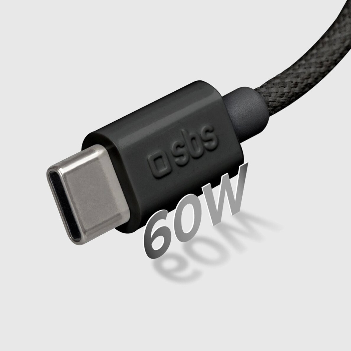 Krovimo kabelis SBS TECABLETISSUETCK USB-C - USB-C 1.5m 60W pintas – juodas 6