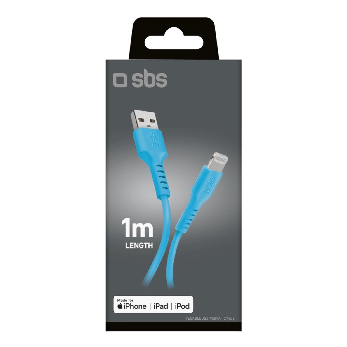 Krovimo kabelis SBS TECABLEUSBIP589A USB-A - Lightning – mėlynas 2 Krovimo kabelis SBS TECABLEUSBIP589A USB-A - Lightning – mėlynas 2