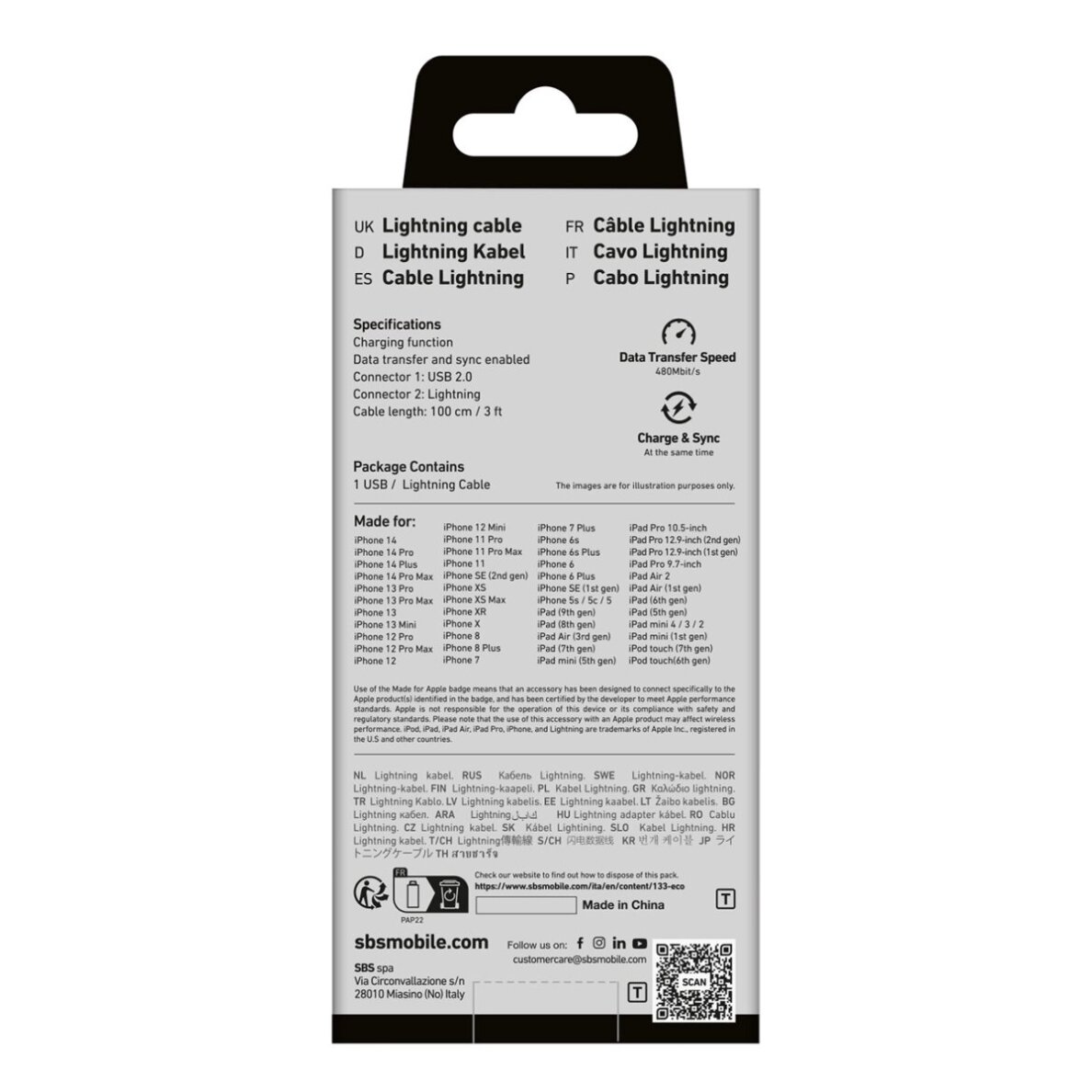 Krovimo kabelis SBS TECABLEUSBIP589K USB-A - Lightning 1m MFi sertifikuotas – juodas 2 Krovimo kabelis SBS TECABLEUSBIP589K USB-A - Lightning 1m MFi sertifikuotas – juodas 2