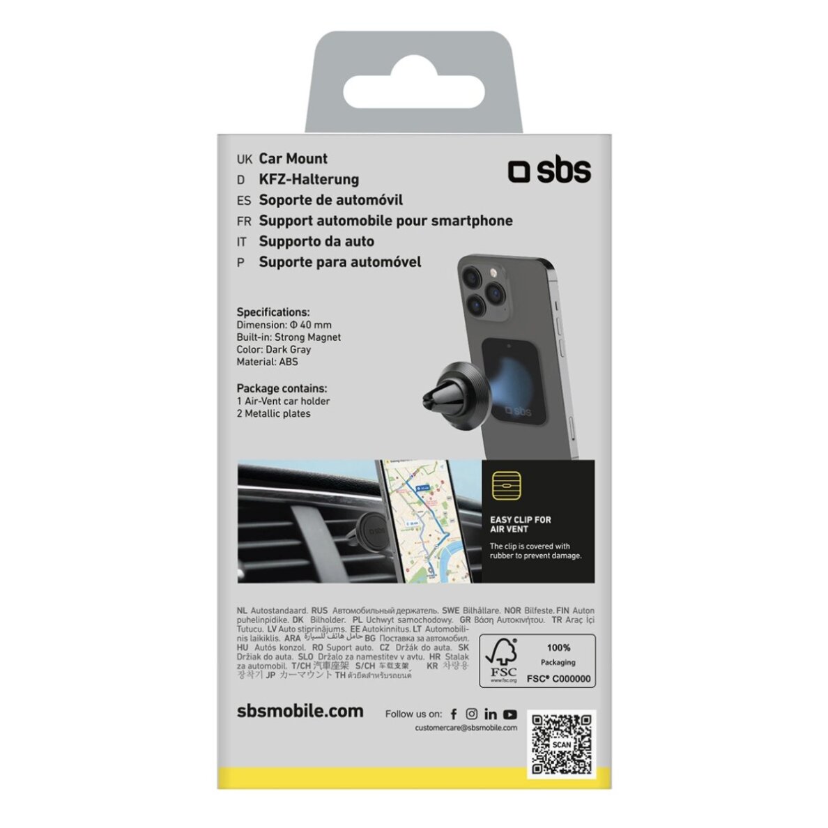 Telefono laikiklis SBS TESUPMAGMCLIP, suderinamas su MagSafe, vėdinimo angai – juodas 1