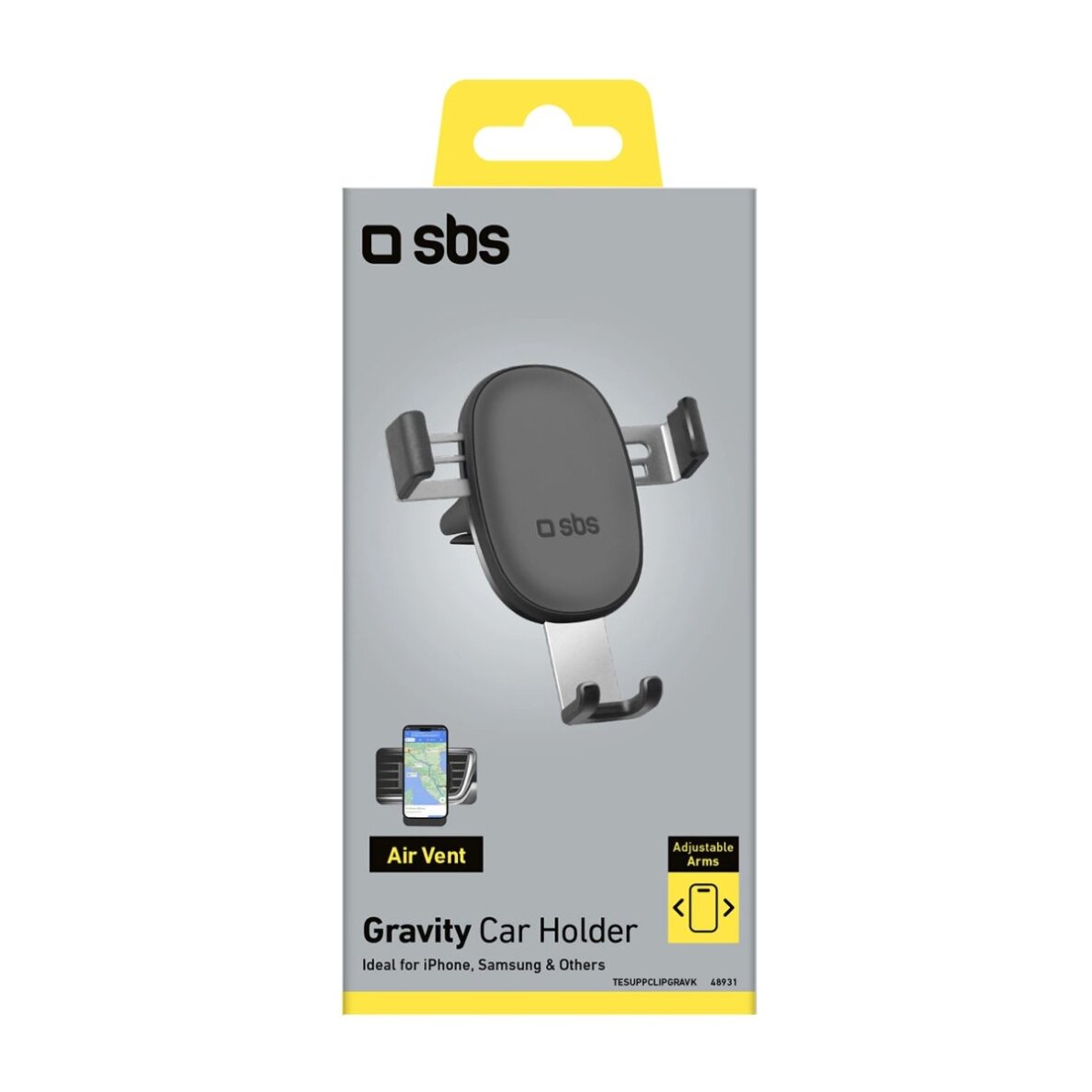 Telefono laikiklis SBS TESUPPCLIPGRAVK vėdinimo angai su gravitacijos mechanizmu – juodas 1