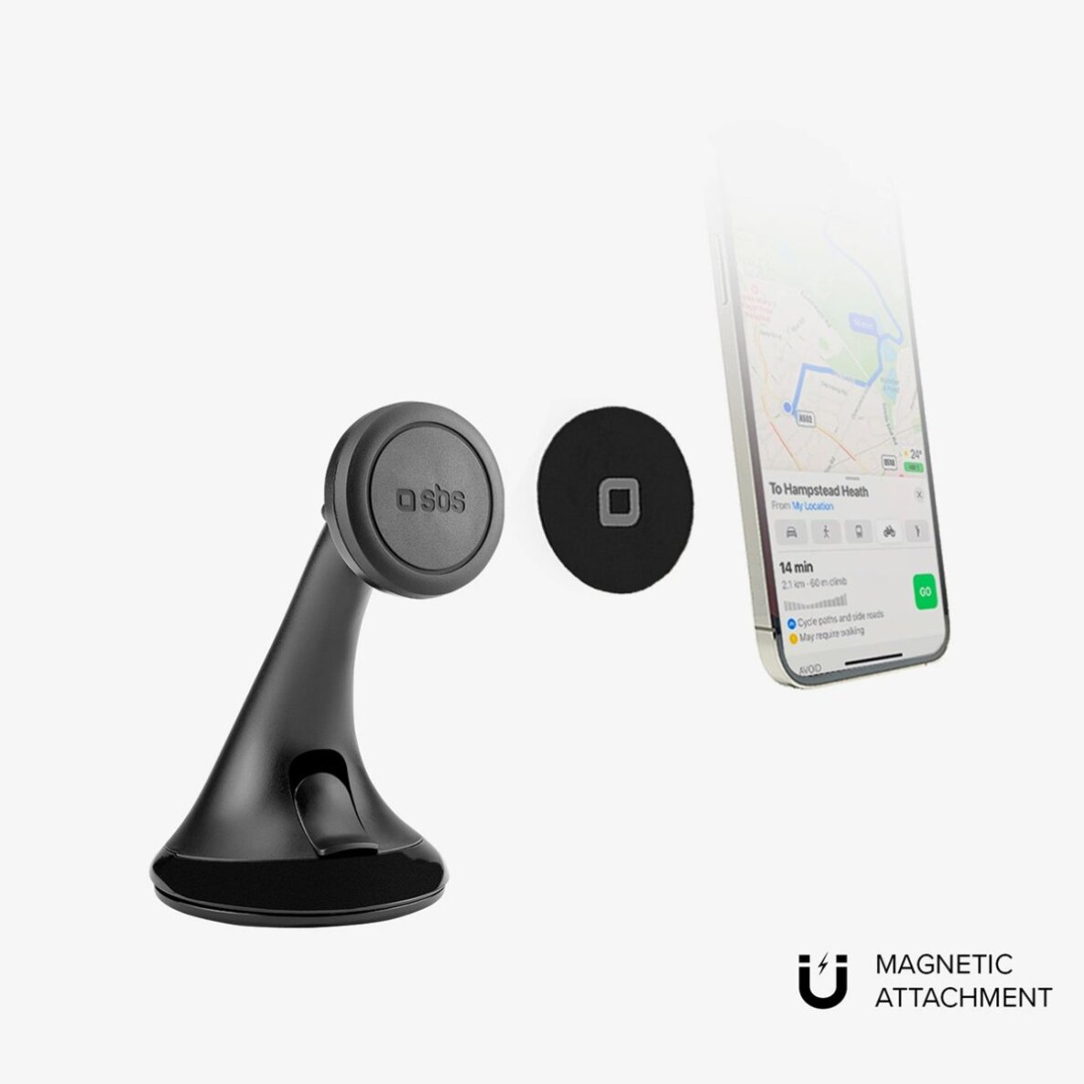 Telefono laikiklis SBS TESUPPWINDWIDEK, suderinamas su MagSafe, prietaisų skydeliui ir stiklui – juodas 3