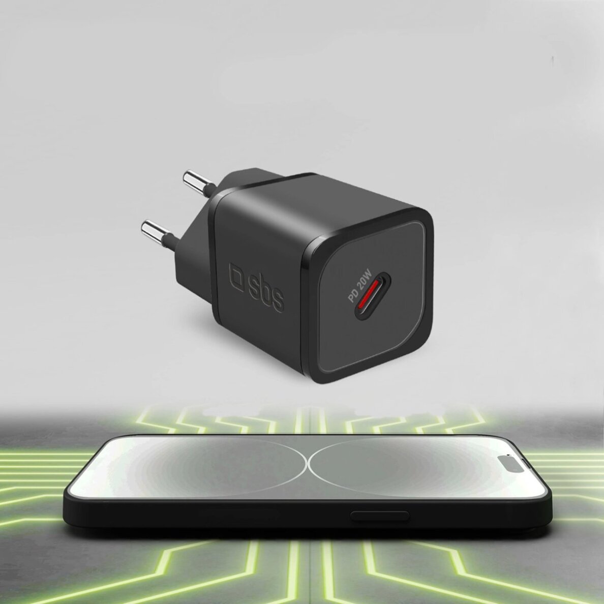 Sieninis įkroviklis SBS TETRGAN1C20K 20W GaN USB-C su Power Delivery – juodas 4 Sieninis įkroviklis SBS TETRGAN1C20K 20W GaN USB-C su Power Delivery – juodas 4
