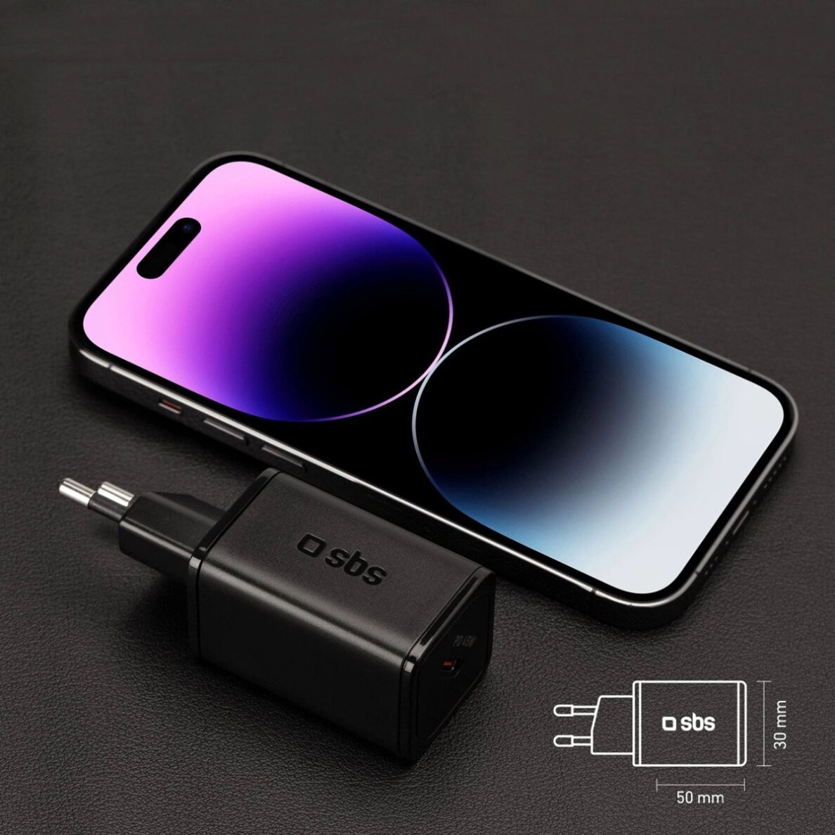 Sieninis įkroviklis SBS TETRGAN1C45W 45W GaN USB-C su Power Delivery – juodas 9 Sieninis įkroviklis SBS TETRGAN1C45W 45W GaN USB-C su Power Delivery – juodas 9