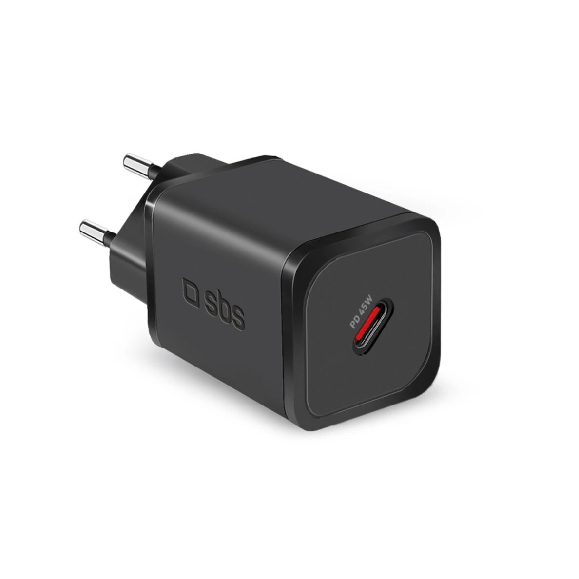 Sieninis įkroviklis SBS TETRGAN1C45W 45W GaN USB-C su Power Delivery – juodas Sieninis įkroviklis SBS TETRGAN1C45W 45W GaN USB-C su Power Delivery – juodas