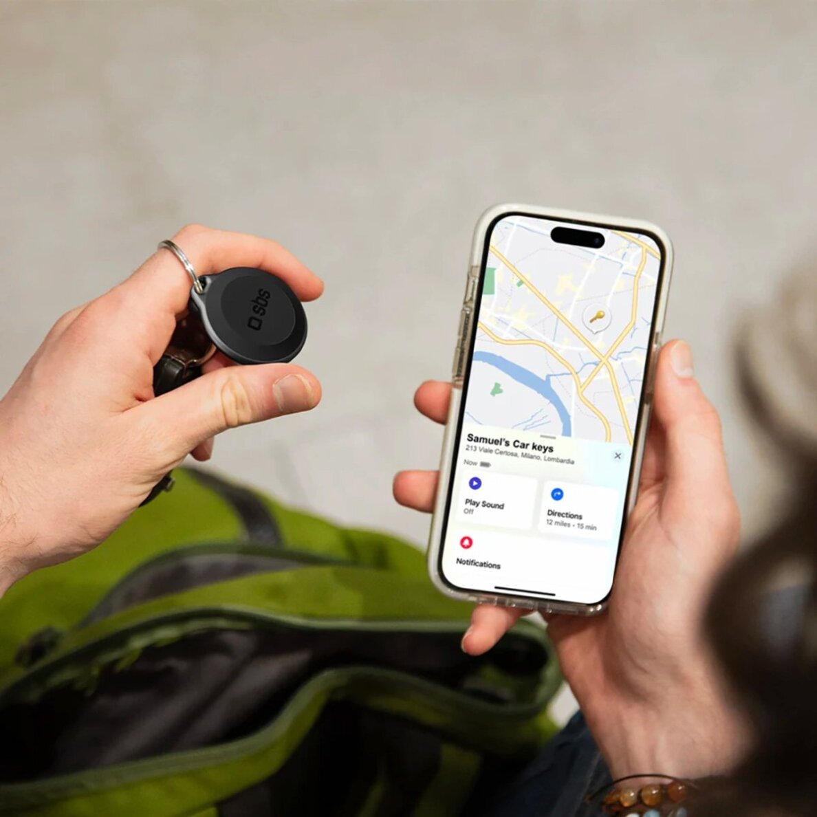 Lokatorius SBS Track My Circle atsparus vandeniui IP65, suderinamas su Apple Find My – juodas 7