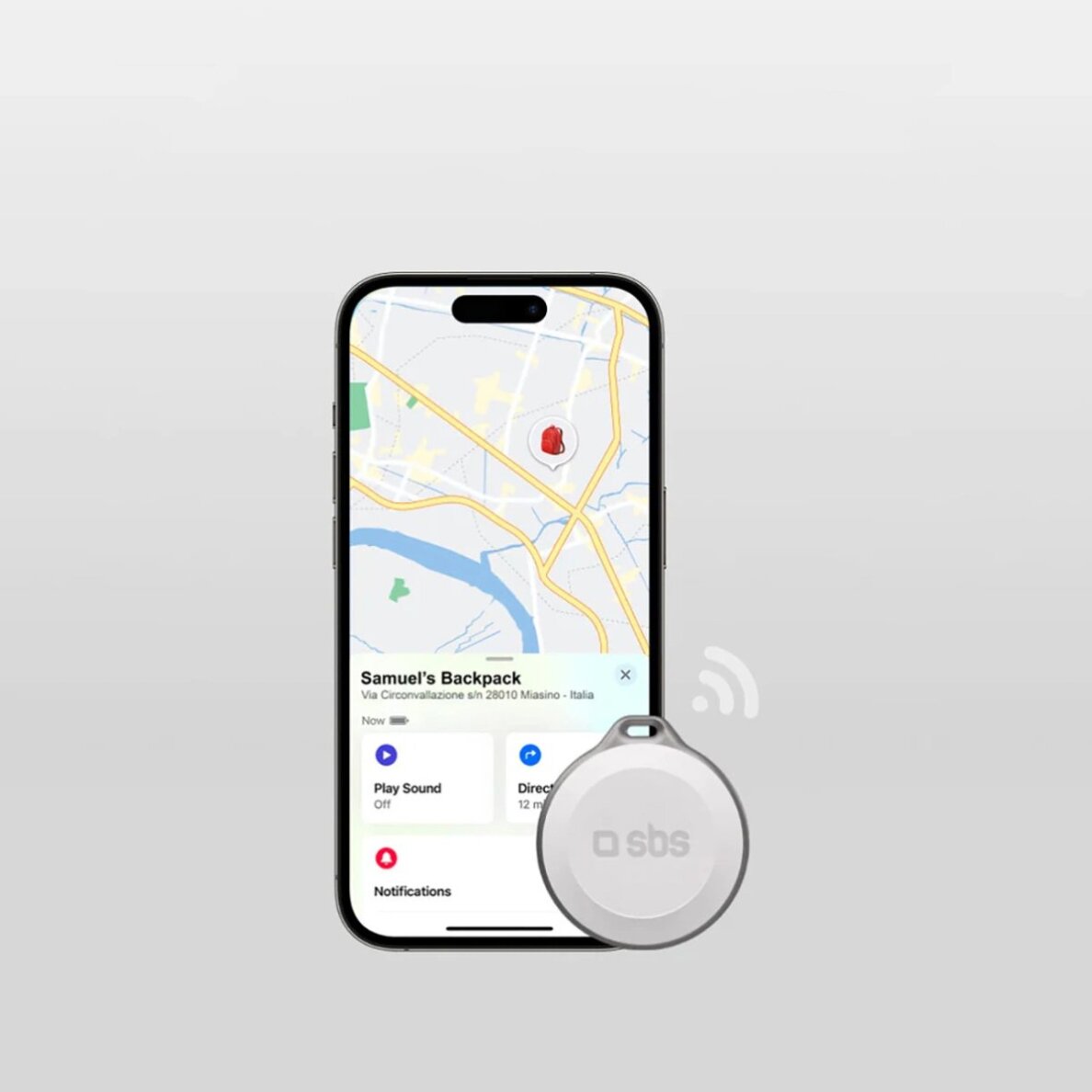 Lokatorius SBS Track My Circle atsparus vandeniui IP65, suderinamas su Apple Find My – baltas 2