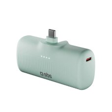 Išorinė baterija SBS EcoPower 5000 mAh 10W su integruotu USB-C jungtimi – žalia