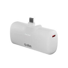 Išorinė baterija SBS EcoPower 5000 mAh 10W su integruotu USB-C jungtimi – balta