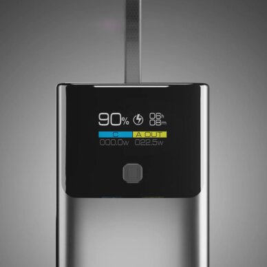 Išorinė baterija SBS 10000mAh PD 20W su LCD ekranu ir integruotu USB-C laidu – pilka 6