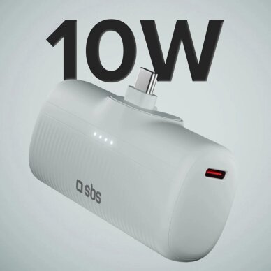Išorinė baterija SBS EcoPower 5000 mAh 10W su integruotu USB-C jungtimi – pilka 1 Išorinė baterija SBS EcoPower 5000 mAh 10W su integruotu USB-C jungtimi – pilka 1