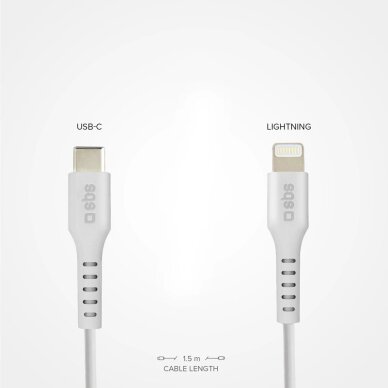 Krovimo kabelis SBS TECABLELIGTC1W USB-C - Lightning MFi sertifikuotas 1m – baltas 4 Krovimo kabelis SBS TECABLELIGTC1W USB-C - Lightning MFi sertifikuotas 1m – baltas 4