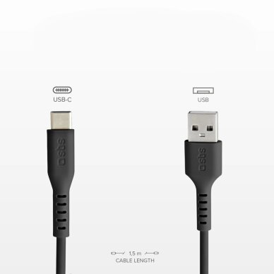 Krovimo kabelis SBS TECABLEMICROC15K USB-A - USB-C 1.5m – juodas 5