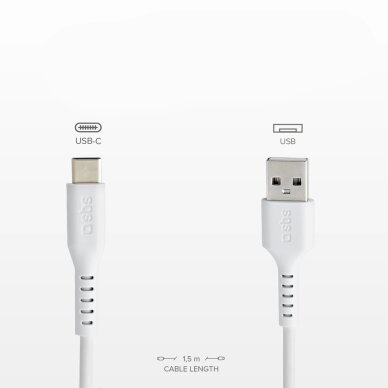 Krovimo kabelis SBS TECABLEMICROC15W USB-A - USB-C 1.5m – baltas 4