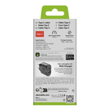 Krovimo kabelis SBS TECABLETC220K USB-A - USB-C 2m – juodas 1 Krovimo kabelis SBS TECABLETC220K USB-A - USB-C 2m – juodas 1