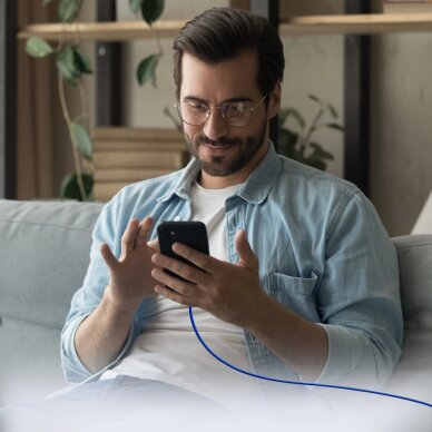 Krovimo kabelis SBS TECABLETISSUETCCB USB-C - USB-C 1.5m 60W pintas – mėlynas 8 Krovimo kabelis SBS TECABLETISSUETCCB USB-C - USB-C 1.5m 60W pintas – mėlynas 8