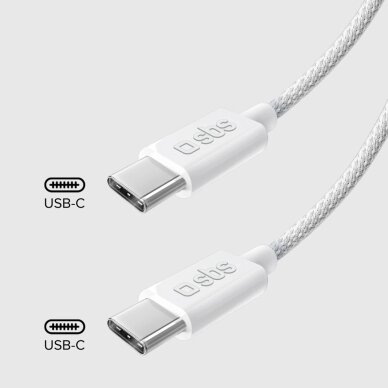 Krovimo kabelis SBS TECABLETISSUETCCG USB-C - USB-C 1.5m 60W pintas – pilkas 9