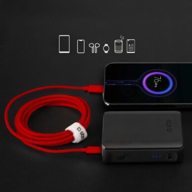 Krovimo kabelis SBS TECABLETISSUETCCR USB-C - USB-C 1.5m 60W pintas – raudonas 2