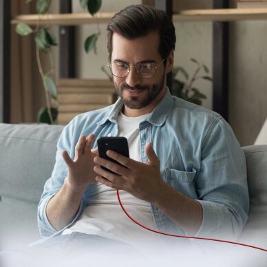 Krovimo kabelis SBS TECABLETISSUETCCR USB-C - USB-C 1.5m 60W pintas – raudonas 3 Krovimo kabelis SBS TECABLETISSUETCCR USB-C - USB-C 1.5m 60W pintas – raudonas 3